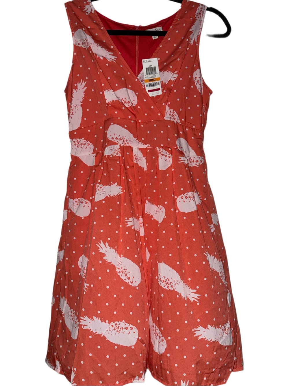 Maison Jules Coral Pineapple Print Midi Dress